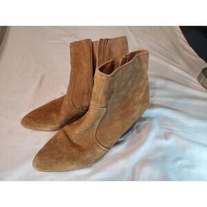 Chelsea & Violet Women’s Jane Suede Side Zip Ankle Boots Pointed Brown Size 6.5M